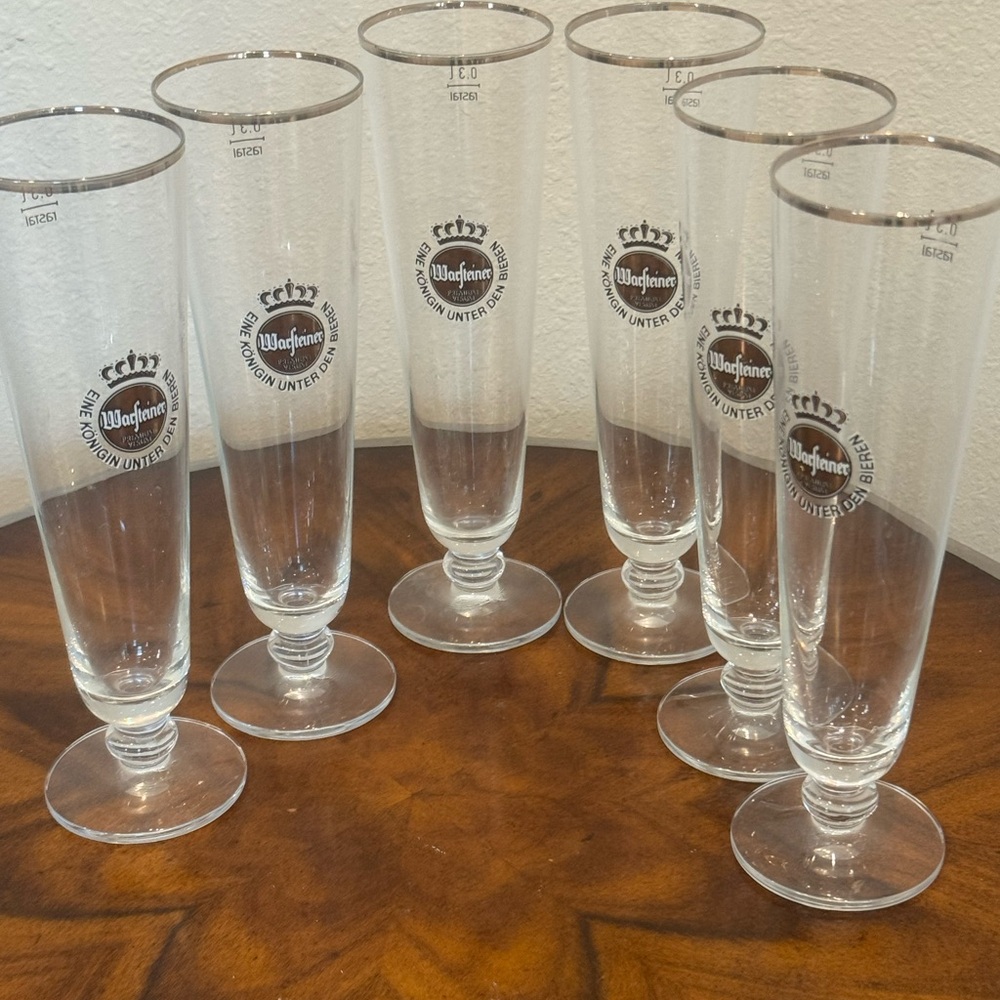 6 Warsteiner Pilsner German Beer Glass Set